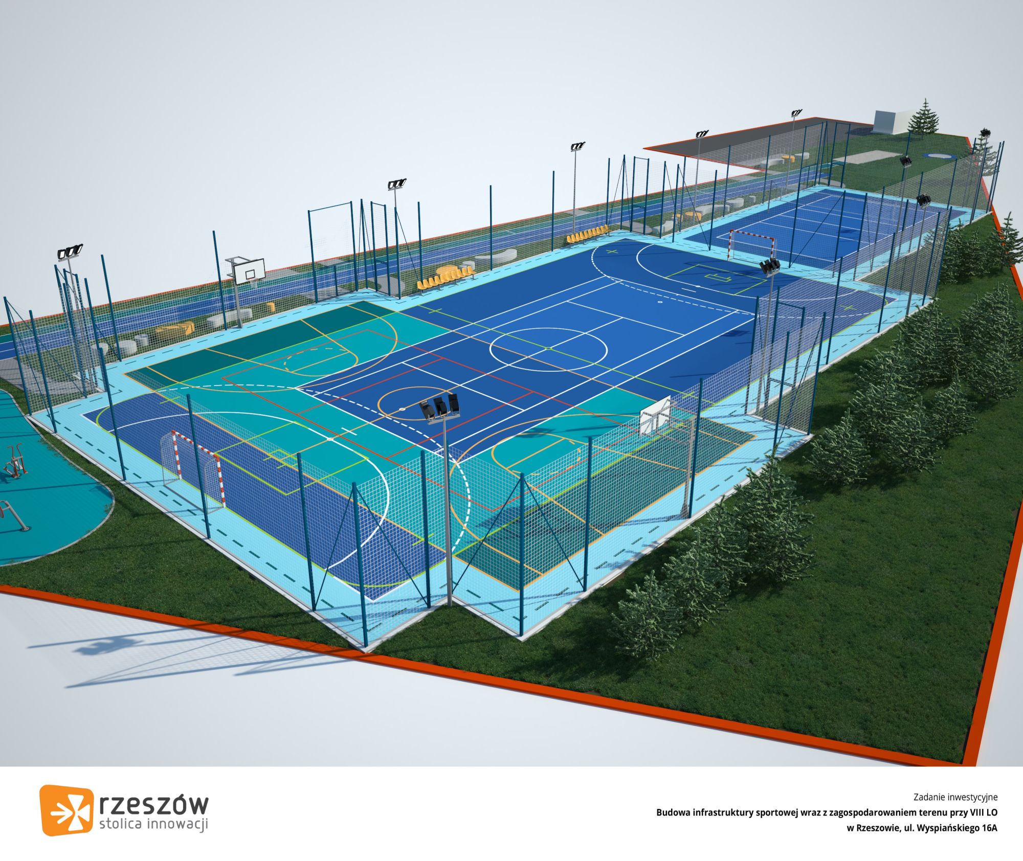 wizualizacja wielofunkcyjnych boisk